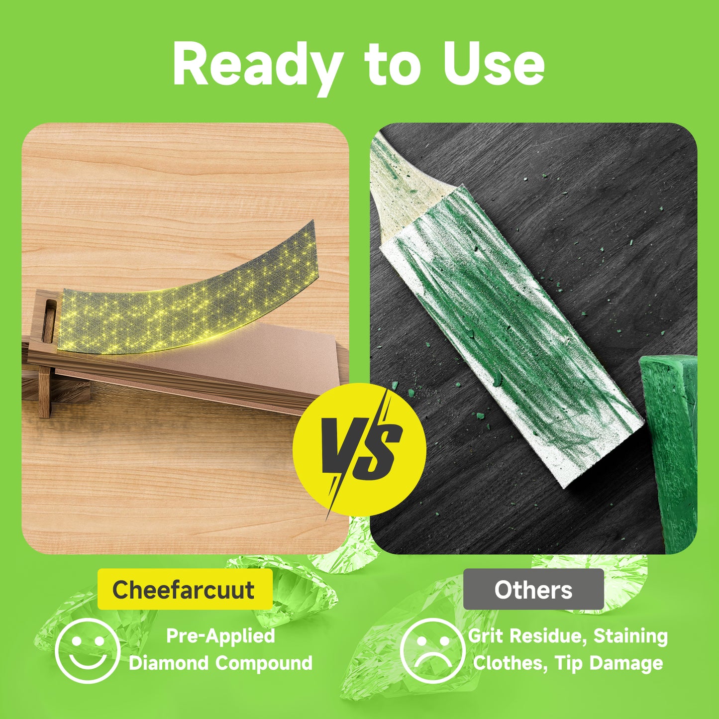 cheefarcuut leather strop for knife sharpening preload with diamond polishing compounds,double sided genuine cowhide,Knife Sharpening Strop,Knife Stropping Block 15.7''x3.1''