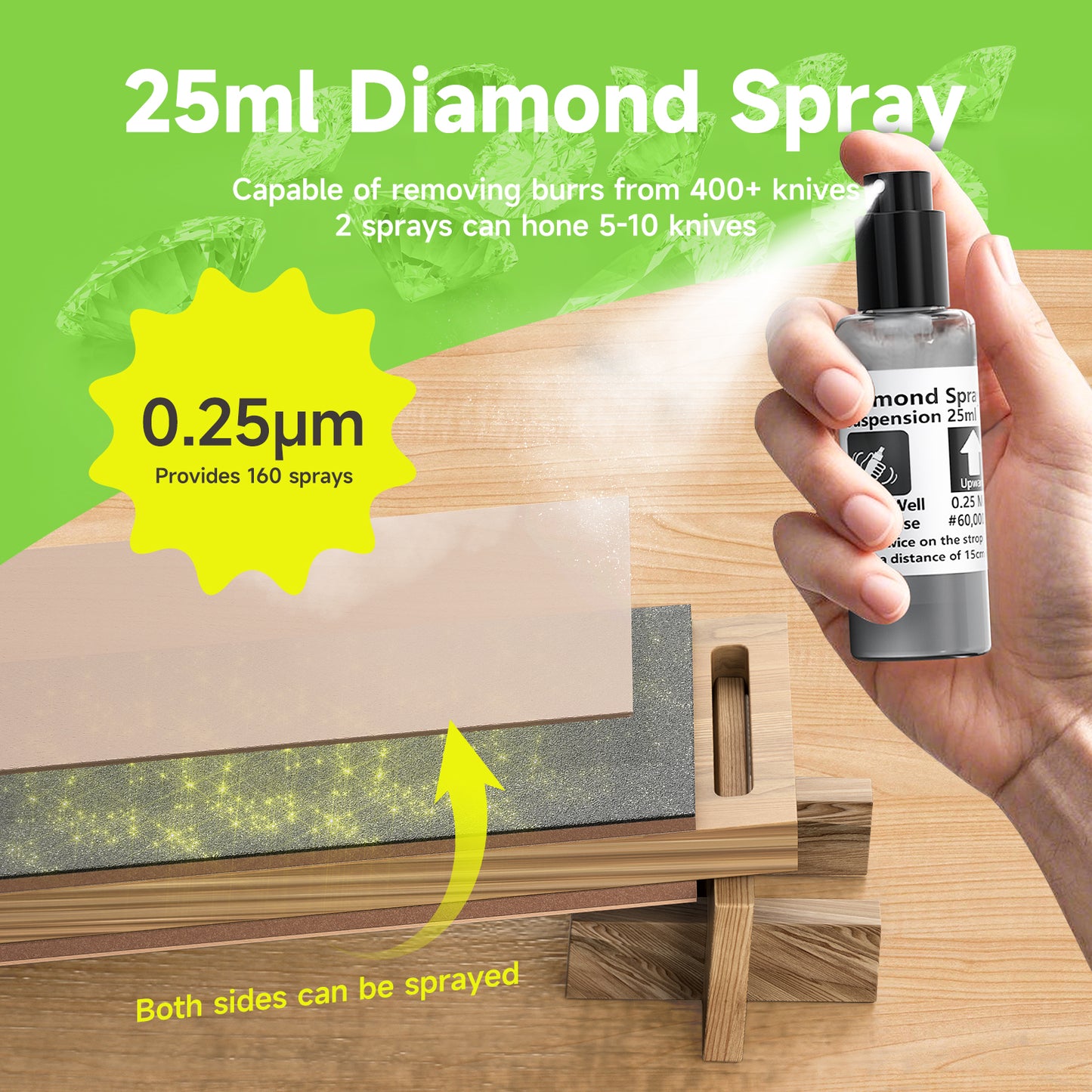 cheefarcuut leather strop for knife sharpening preload with diamond polishing compounds,double sided genuine cowhide,Knife Sharpening Strop,Knife Stropping Block 15.7''x3.1''