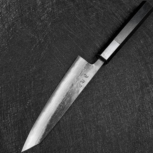 Japanese Hatsukokoro  honesuki  150mm Kumokage Blue #2 carbon steel Kurouchi Damascus yakitori knife