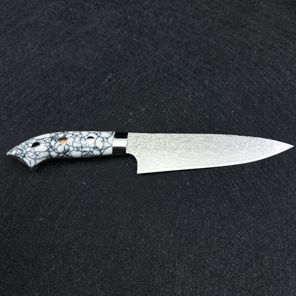 Japanese Takeshi Saji petty knife 130mm R2/SG2 powder steel Mirror damascus knife