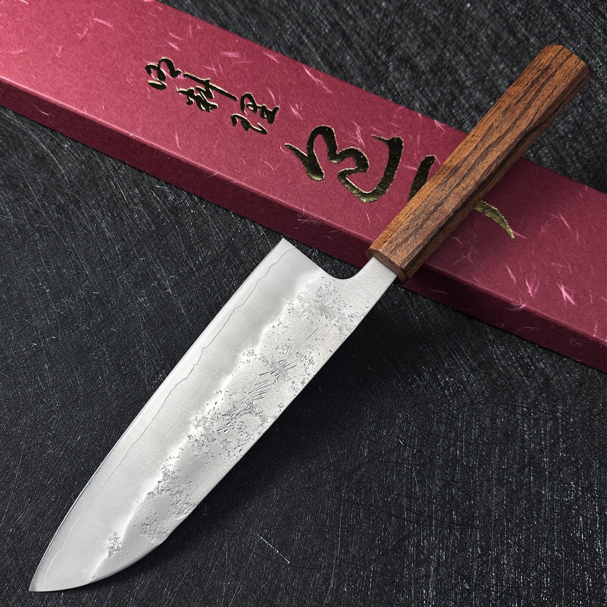Japanese 165mm santoku kinfe Yoshihiro Ginsan steel nashiji kitchen knife