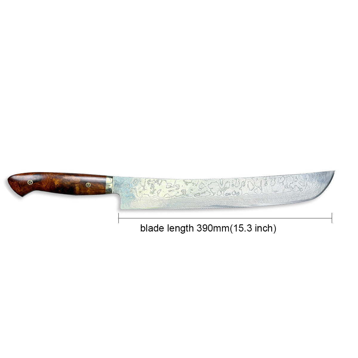 390mm Japanese Takeshi Saji Chef's Sakimaru-Slicer(Sujihiki) 390mm R2 Diamond Finish Damascus DHM