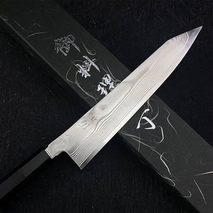 japanese chef knife 210mm kitchen hatsukokoro kiritsuke gyuto Ginsou damascus cooking knife ginsan stainless steel