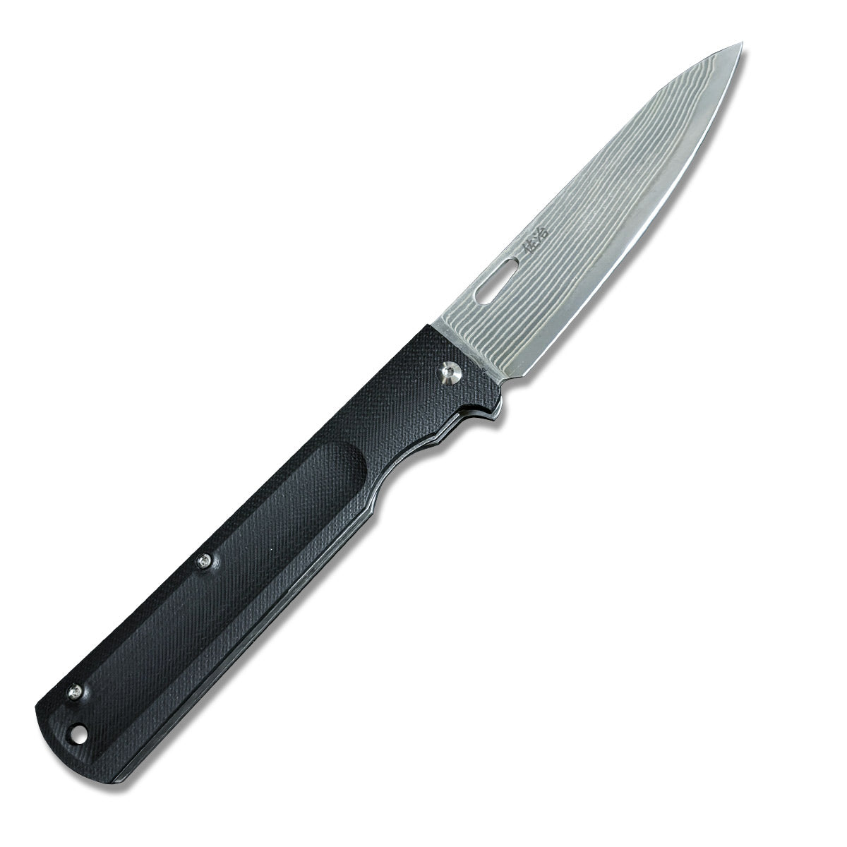 Japanese-origin Takeshi Saji Folding Knife: Damascus SG2 Powdered Steel, Handcrafted, G10 Handle.