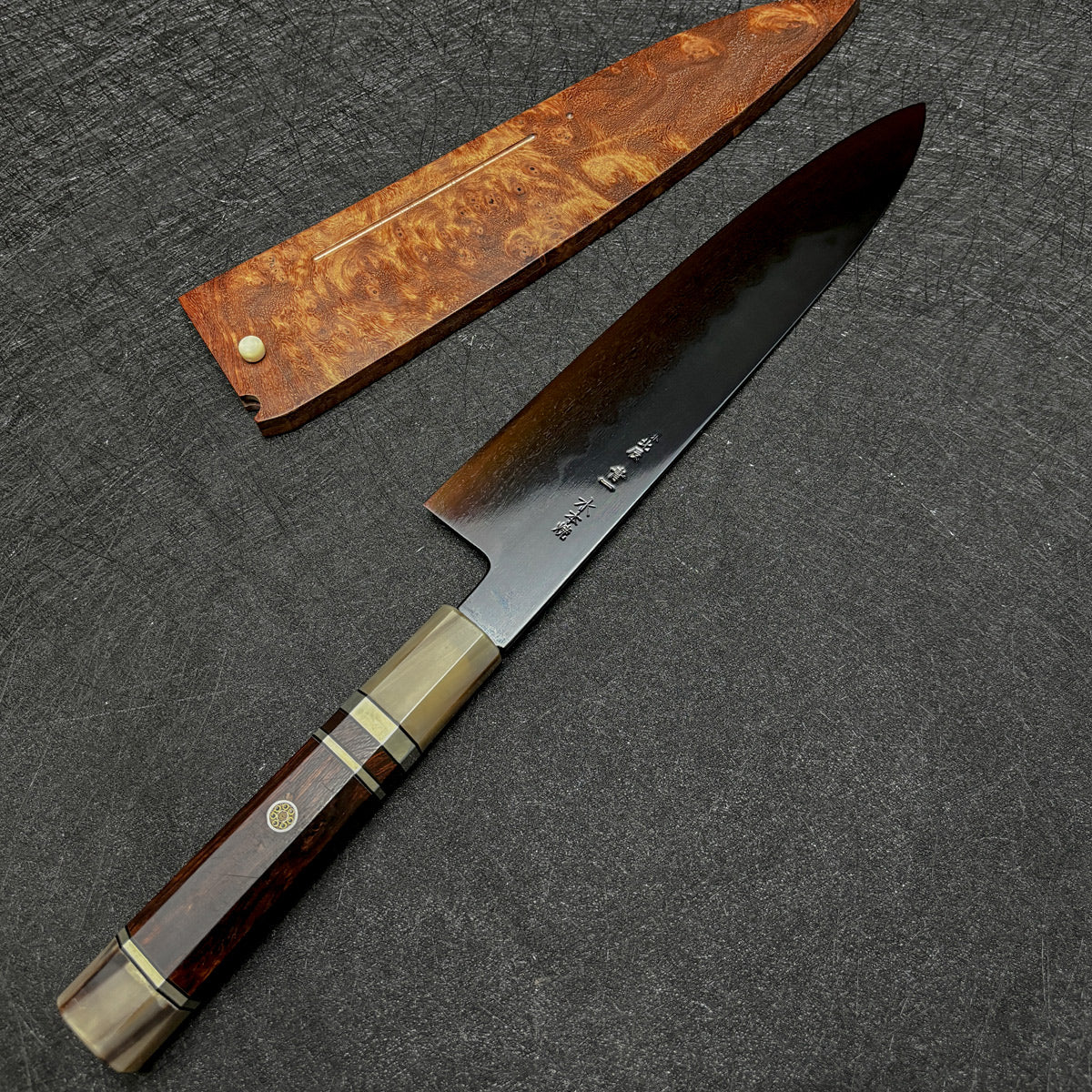 Japanese honyaki 240 gyuto knife Yoshikazu Ikeda chef knife Japanese kitchen knife