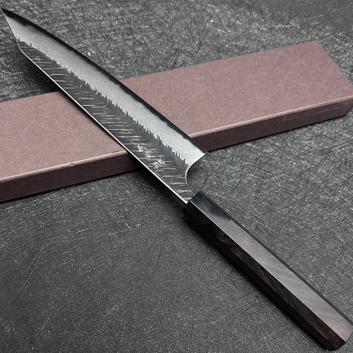 Japanese 210mm Kiritsuke gyuto knife Yoshimi Kato handmade AS steel Tsuchime finished kitchen knife