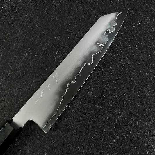 Japanese K-tip Gyuto 210mm  Tetsujin & Naohito Myojin  Ginsan steel  Migaki Ebony Handle