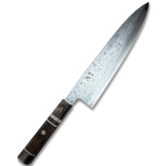 made in Japan Hatsukokoro damascus chef's gyuto knife blade 240mm  Blue Steel #1 Double edged desert ironwood kitchen knife