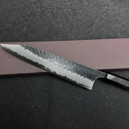 Japanese 210mm Kiritsuke gyuto knife Yoshimi Kato handmade AS steel Tsuchime finished kitchen knife