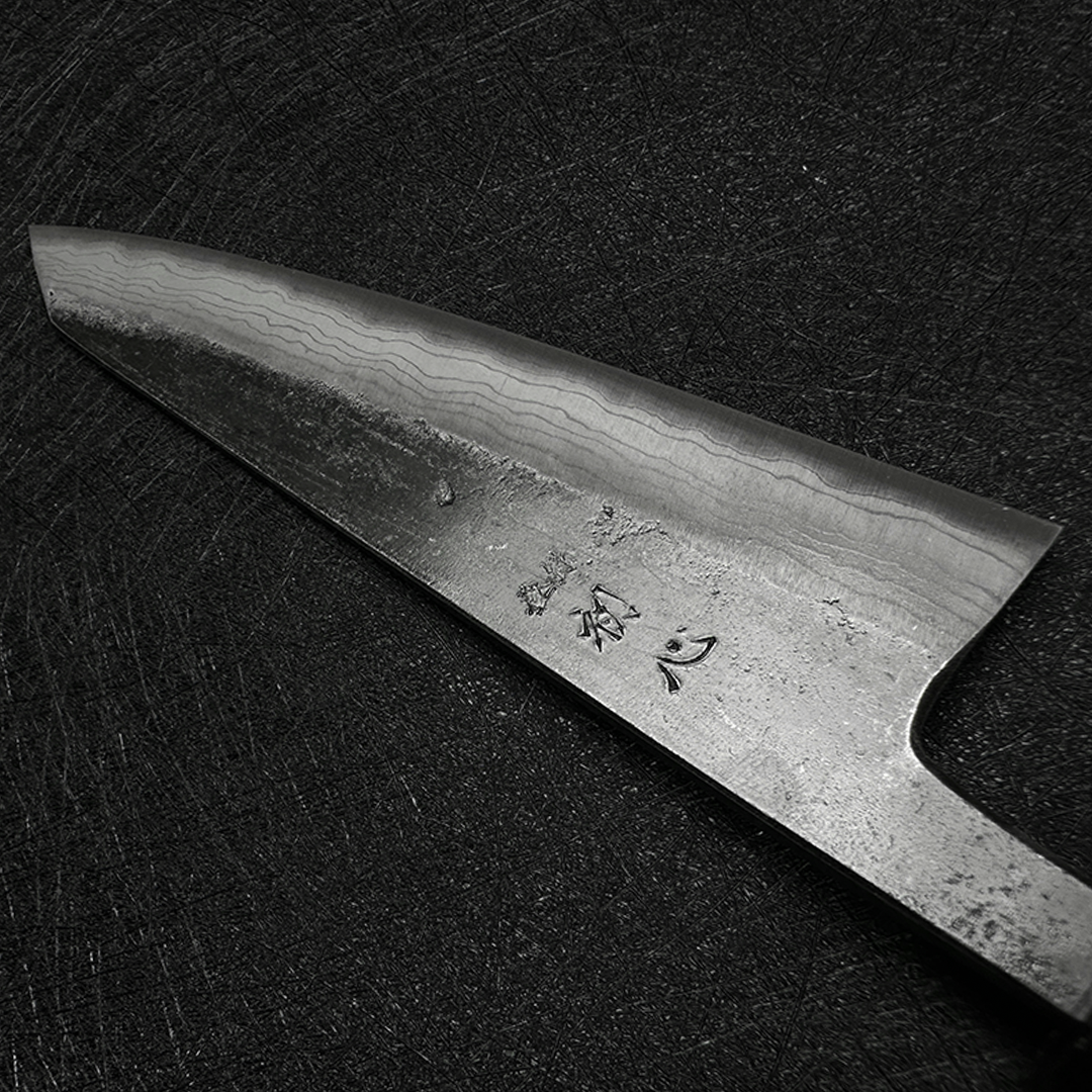 Japanese Hatsukokoro  honesuki  150mm Kumokage Blue #2 carbon steel Kurouchi Damascus yakitori knife