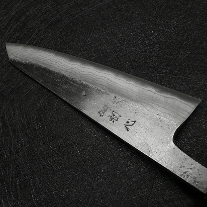 Japanese Hatsukokoro  honesuki  150mm Kumokage Blue #2 carbon steel Kurouchi Damascus yakitori knife