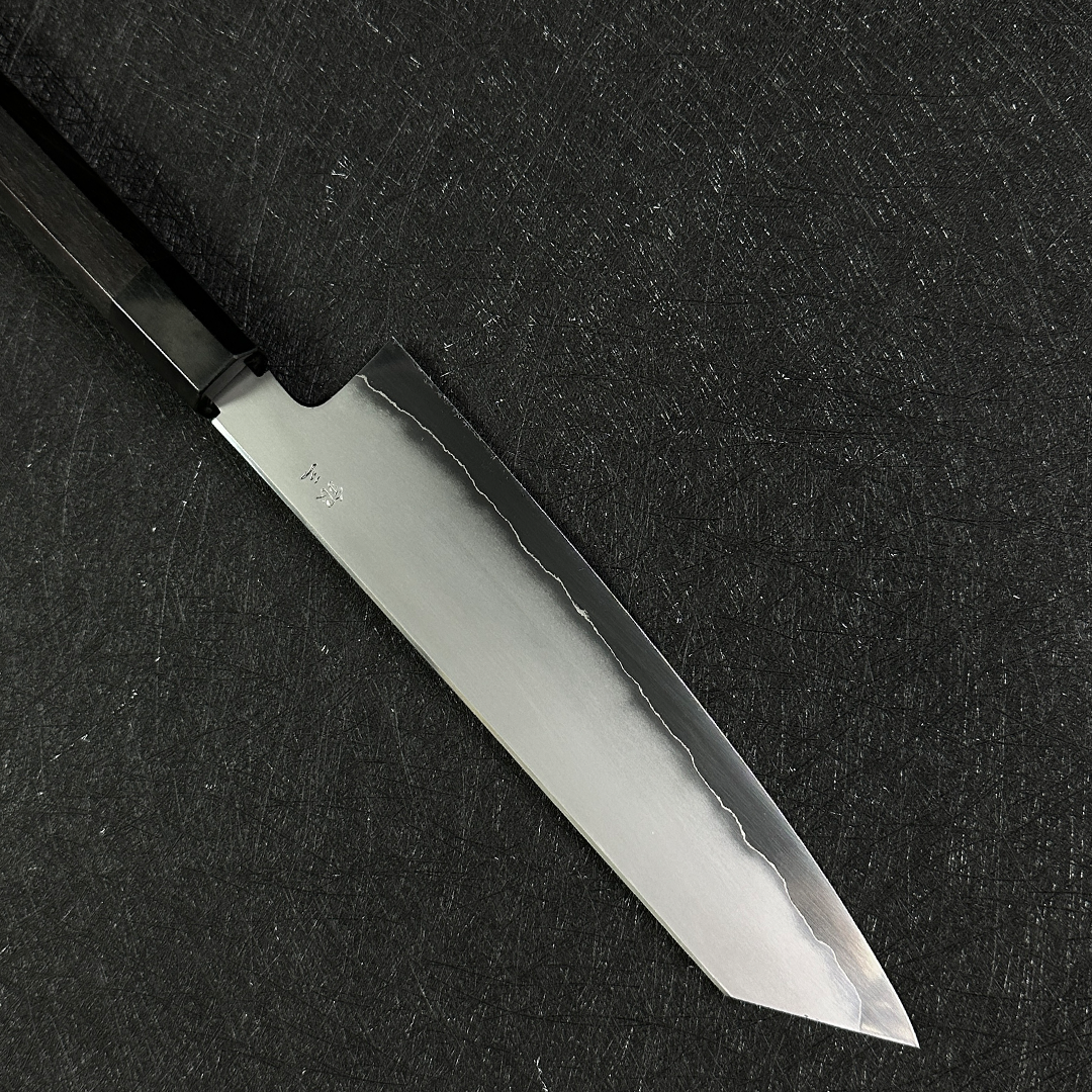 Japanese K-tip Gyuto 210mm  Tetsujin & Naohito Myojin  Ginsan steel  Migaki Ebony Handle