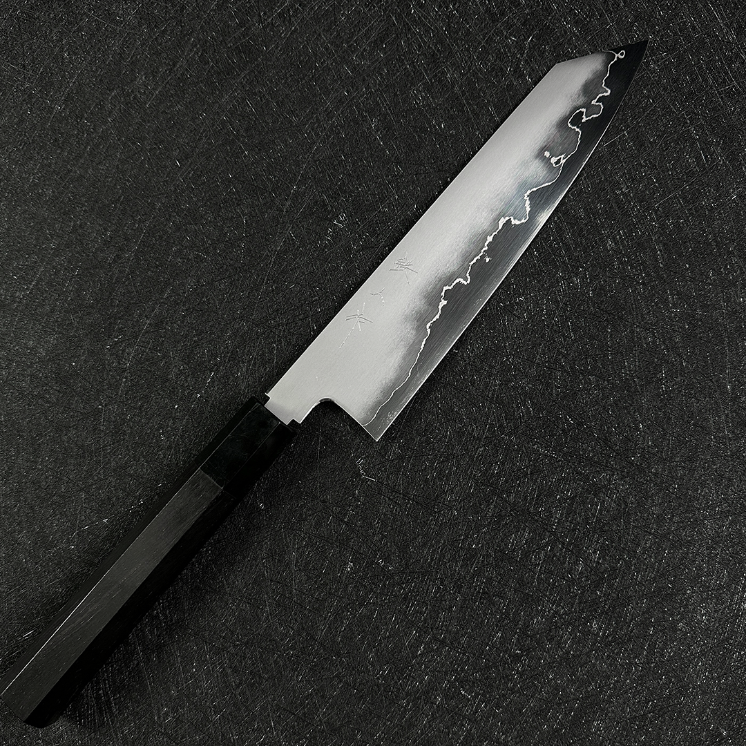 Japanese K-tip Gyuto 210mm  Tetsujin & Naohito Myojin  Ginsan steel  Migaki Ebony Handle