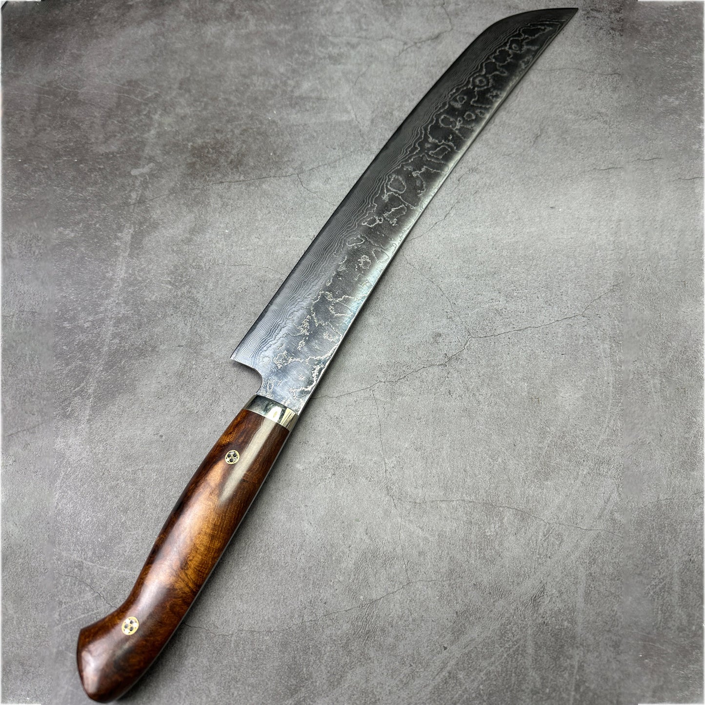 390mm Japanese Takeshi Saji Chef's Sakimaru-Slicer(Sujihiki) 390mm R2 Diamond Finish Damascus DHM