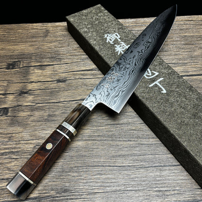 made in Japan Hatsukokoro damascus chef's gyuto knife blade 240mm  Blue Steel #1 Double edged desert ironwood kitchen knife
