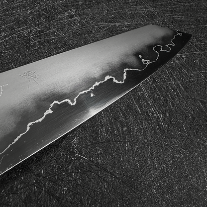 Japanese K-tip Gyuto 210mm  Tetsujin & Naohito Myojin  Ginsan steel  Migaki Ebony Handle