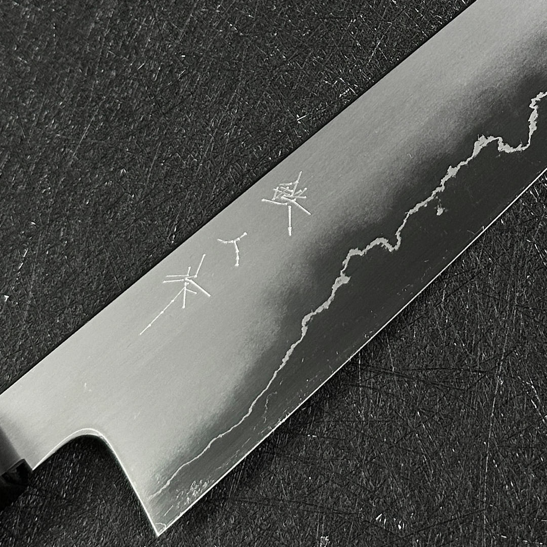 Japanese K-tip Gyuto 210mm  Tetsujin & Naohito Myojin  Ginsan steel  Migaki Ebony Handle