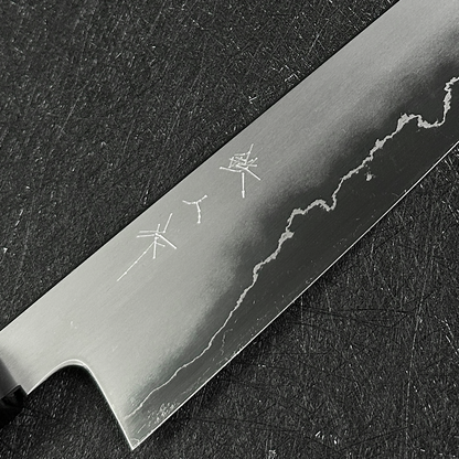 Japanese K-tip Gyuto 210mm  Tetsujin & Naohito Myojin  Ginsan steel  Migaki Ebony Handle