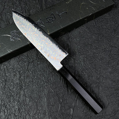 Japanese Santoku 180mm Hatsukokoro Colored Damascus with Aogami #2 high carbon steel