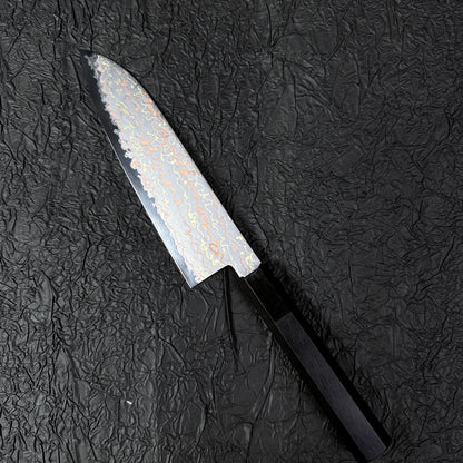 Japanese Santoku 180mm Hatsukokoro Colored Damascus with Aogami #2 high carbon steel