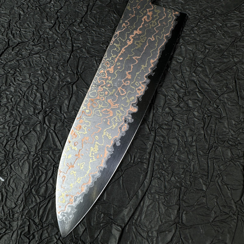 Japanese Santoku 180mm Hatsukokoro Colored Damascus with Aogami #2 high carbon steel