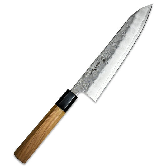 Japanese SAKAI TAKAYUKI Tsuchime gyuto knife 210mm Silver paper [Gingami] No.3 Stainless Steel kitchen knife Blade Edge : Double edged (50/50 balanced, available for both left and right-handed)